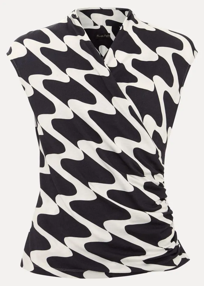 Phase Eight Maleah Printed Wrap Top Navy Women Tops and TShirts