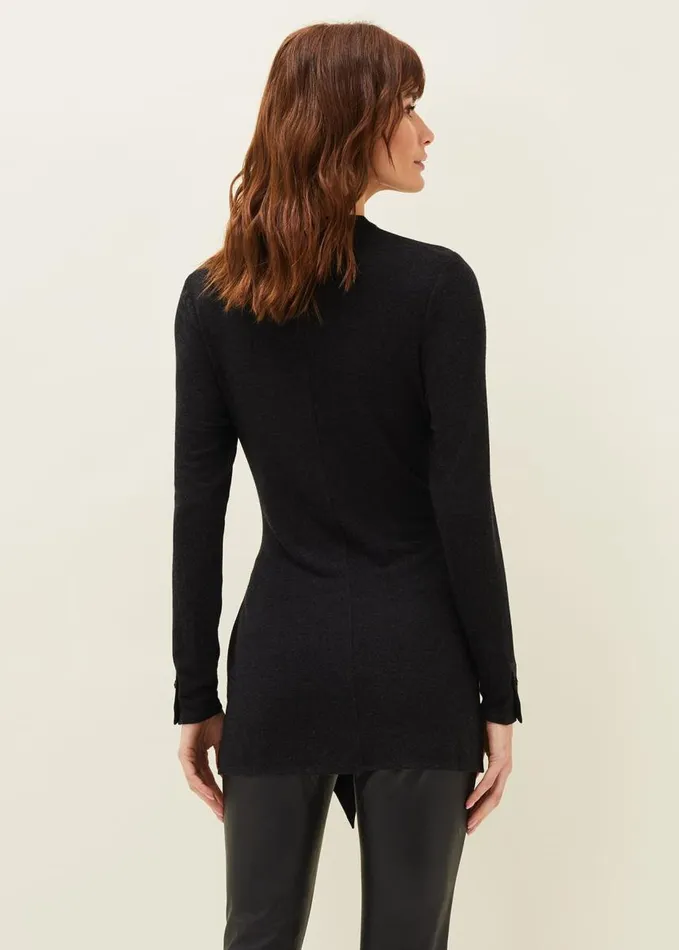 Phase Eight Maya Tie Front Longline Top Charcoal Women Tops and TShirts