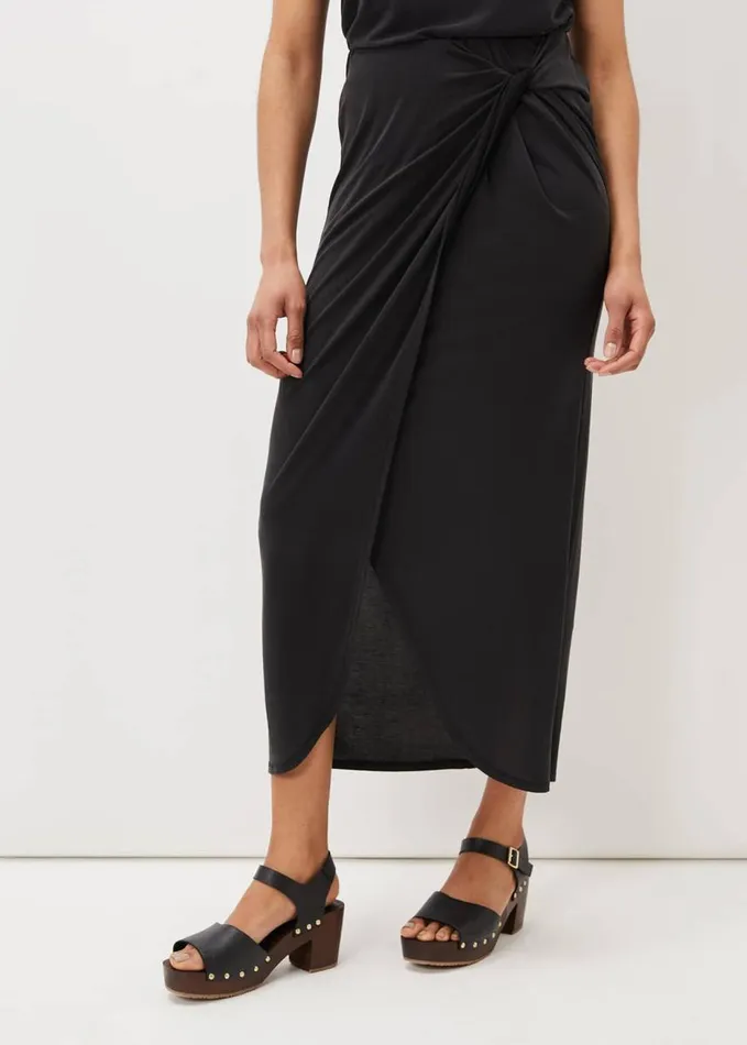 Phase Eight Nathalia Jersey Draped Midi Skirt Black Women Skirts