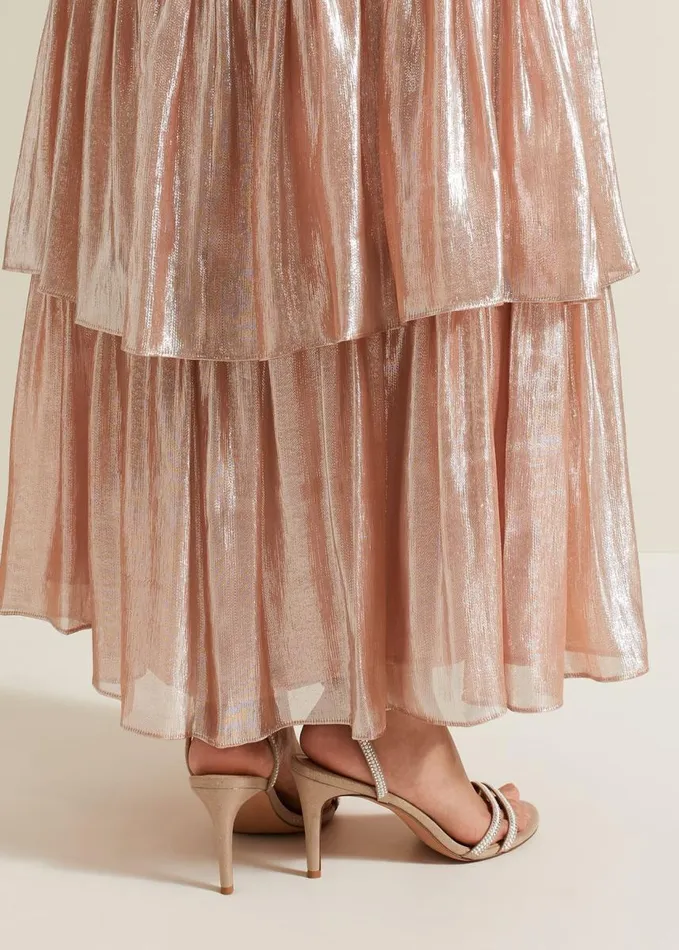 Phase Eight Pearl Embellished Barely There Sandal Metallic Women Occasion Shoes