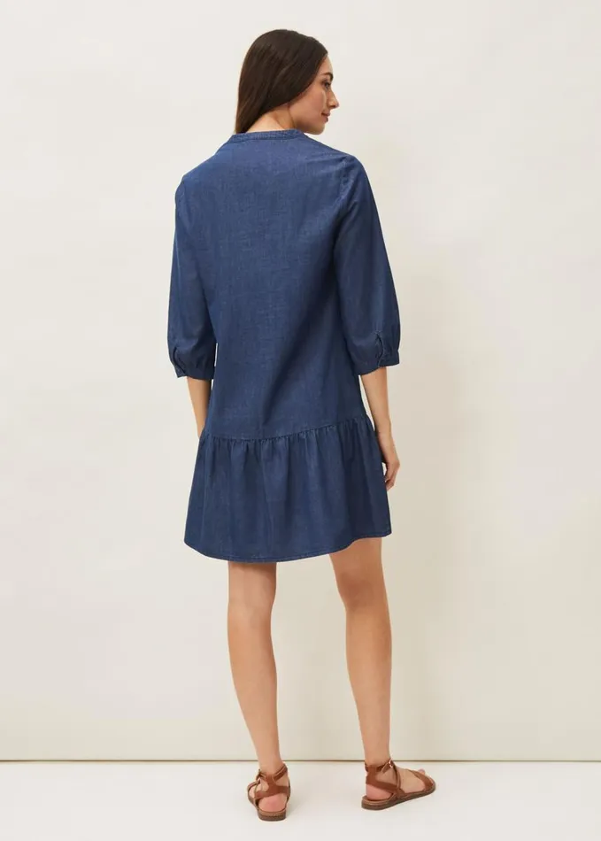 Phase Eight Penele Swing Dress Chambray Women Dresses