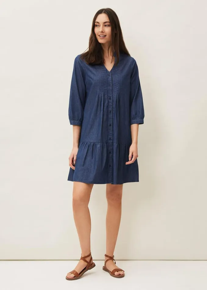 Phase Eight Penele Swing Dress Chambray Women Dresses