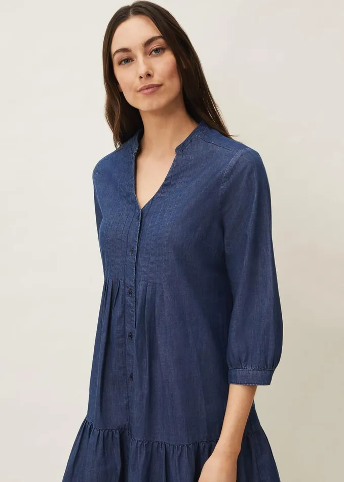 Phase Eight Penele Swing Dress Chambray Women Dresses