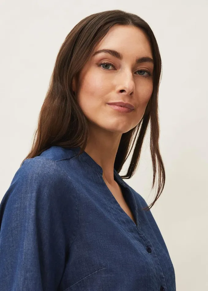 Phase Eight Penele Swing Dress Chambray Women Dresses