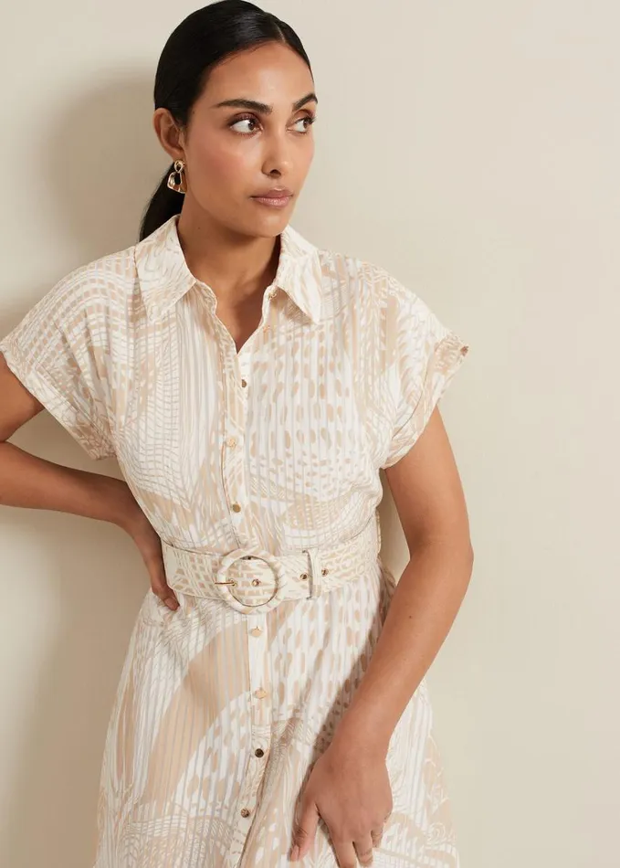 Phase Eight Petite Mandi Abstract Shirt Dress Neutral Women Dresses