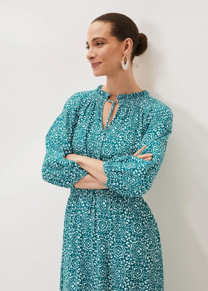 Phase Eight Phillipa Tile Print Midaxi Dress Tealivory Women Dresses