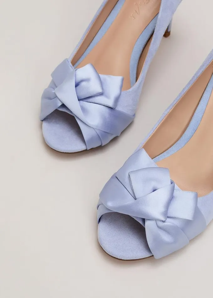 Phase Eight Satin Twist Peeptoe Shoes Pale Blue Women Occasion Shoes