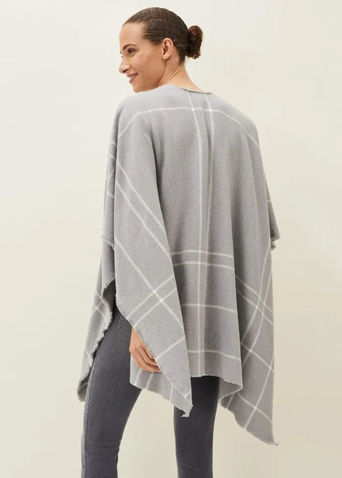 Phase Eight Shauna Check Cape Grey Women Scarves