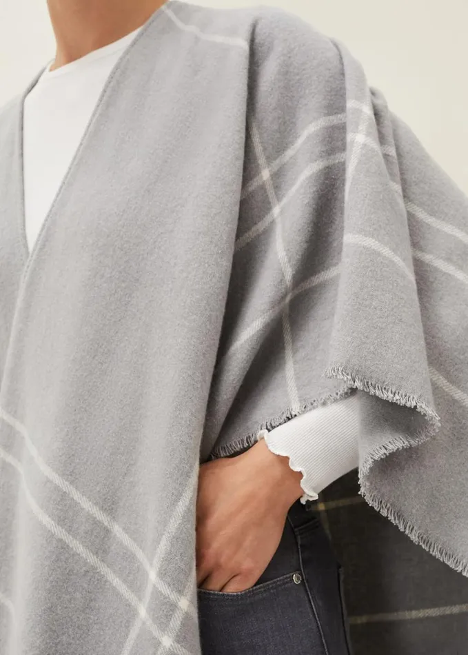 Phase Eight Shauna Check Cape Grey Women Scarves