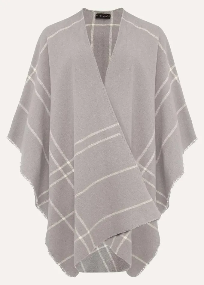 Phase Eight Shauna Check Cape Grey Women Scarves