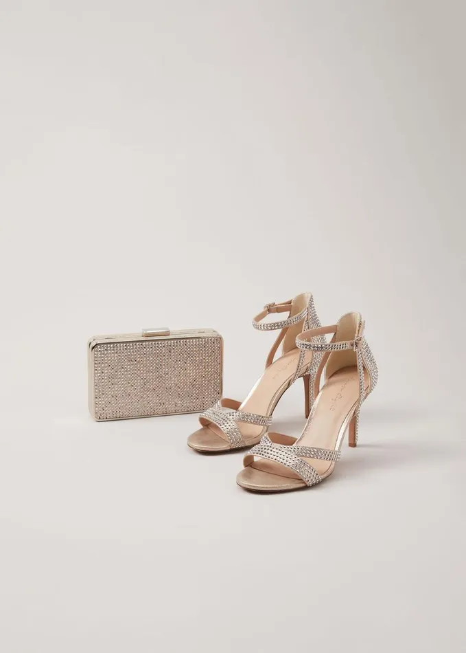 Phase Eight Silver Sparkly Open Toe Heels Silver Women Heels