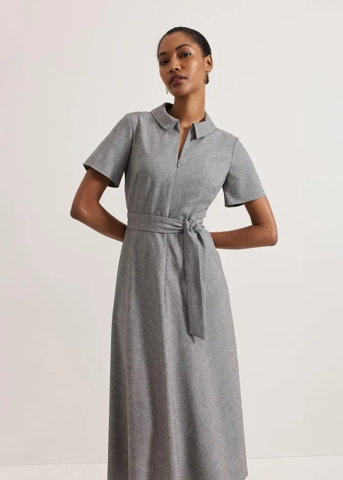 Phase Eight Silvia Tonic Midi Shirt Dress Grey Women Dresses