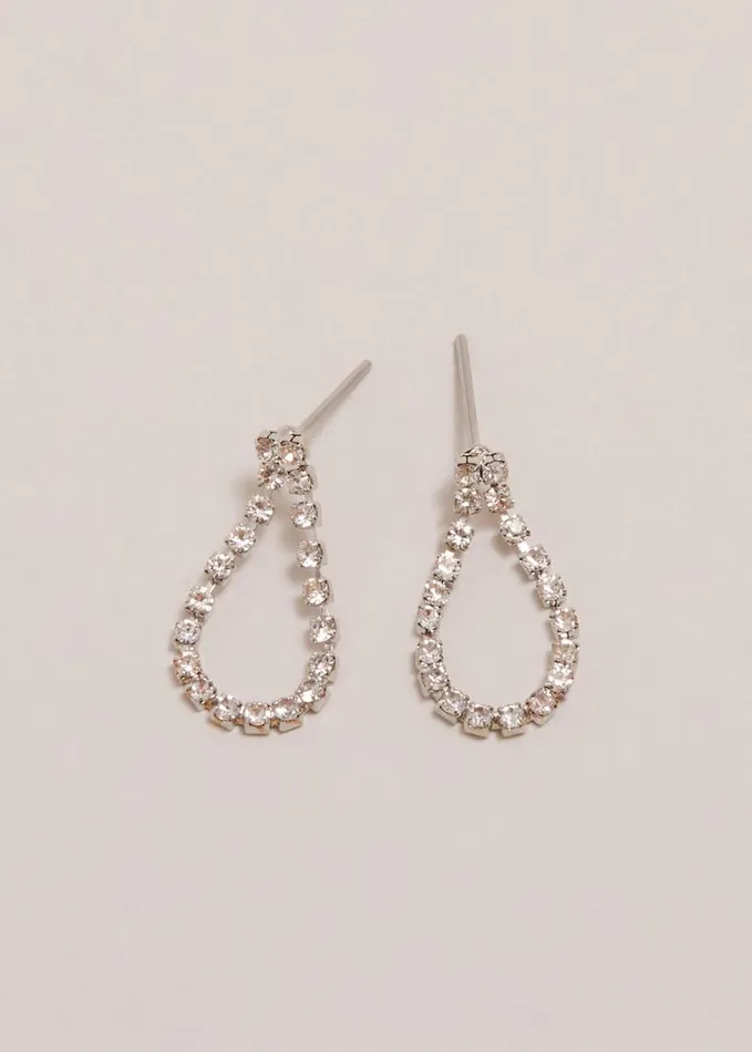Phase Eight Sparkle Stone Teardrop Earrings Silver Women Jewellery