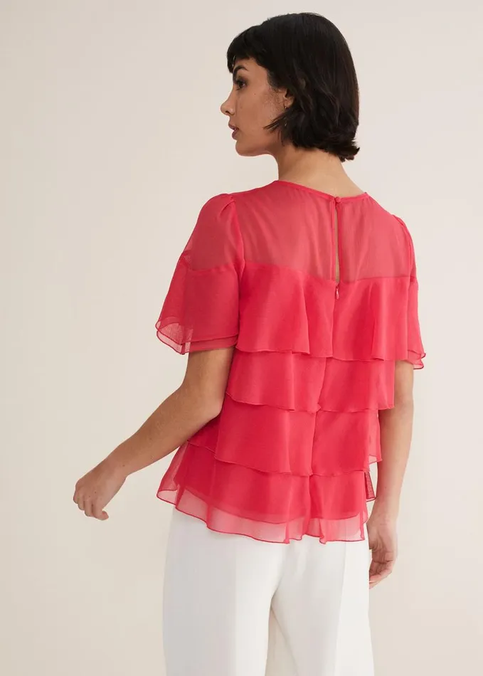 Phase Eight Stacey Ruffle Blouse Fuschia Women Shirts and Blouses