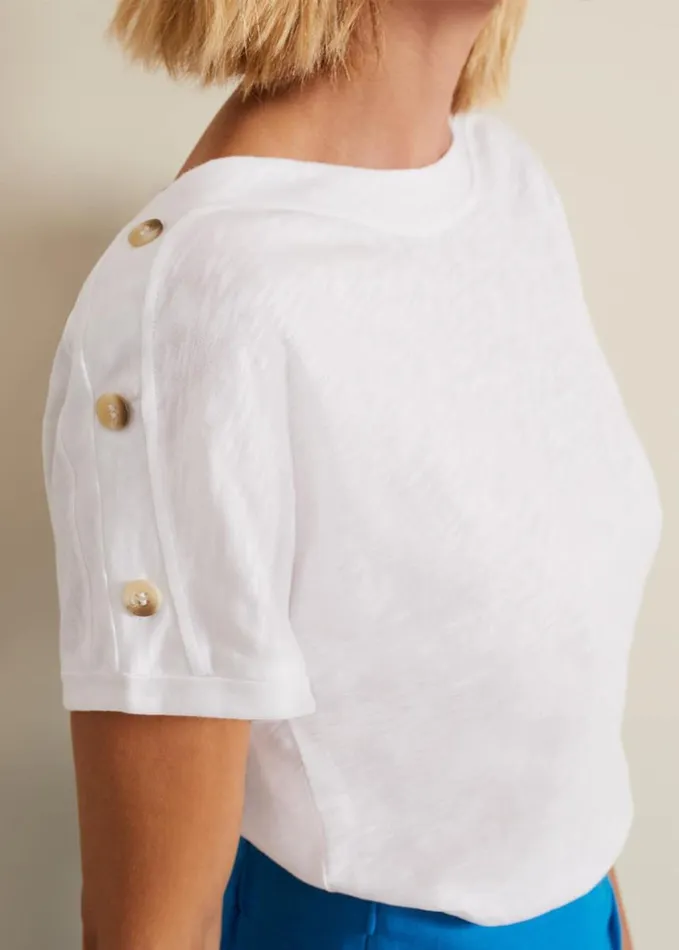 Phase Eight Suzie Button Detail Top White Women Shirts and Blouses