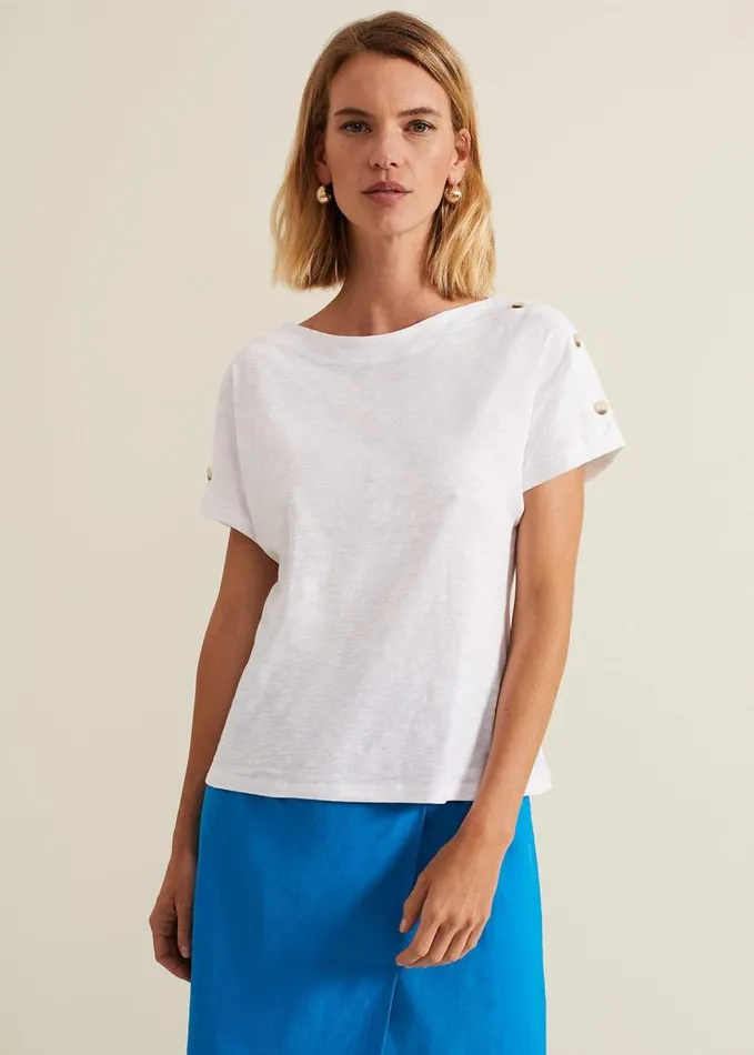 Phase Eight Suzie Button Detail Top White Women Shirts and Blouses