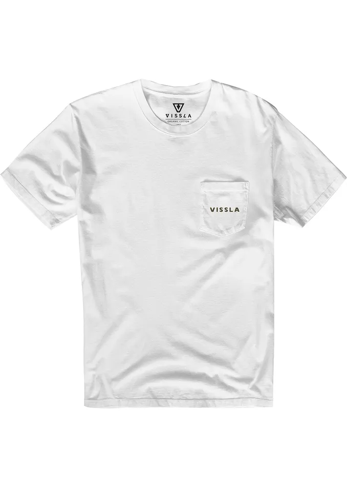 Premium Tees Vissla Men Hideaway Premium Pkt Tee White Premium Tees Vissla Men Hideaway Premium Pkt Tee White