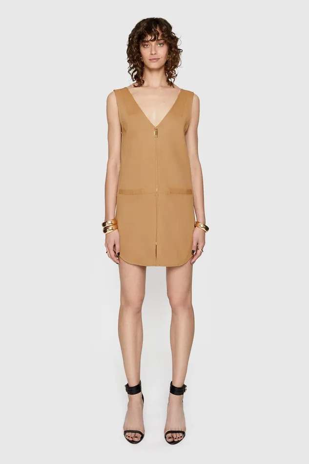 Rebecca Minkoff Adrian Zip Dress Camel Women Dresses