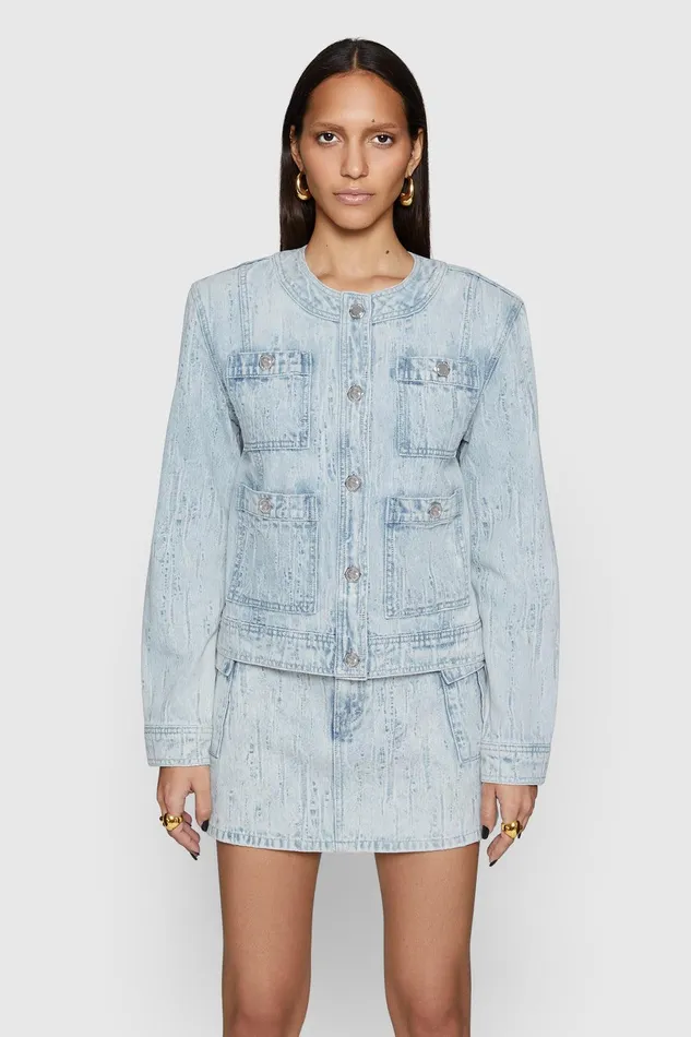 Rebecca Minkoff Baxter Patch Pocket Denim Jacket Mirage Women Outerwear