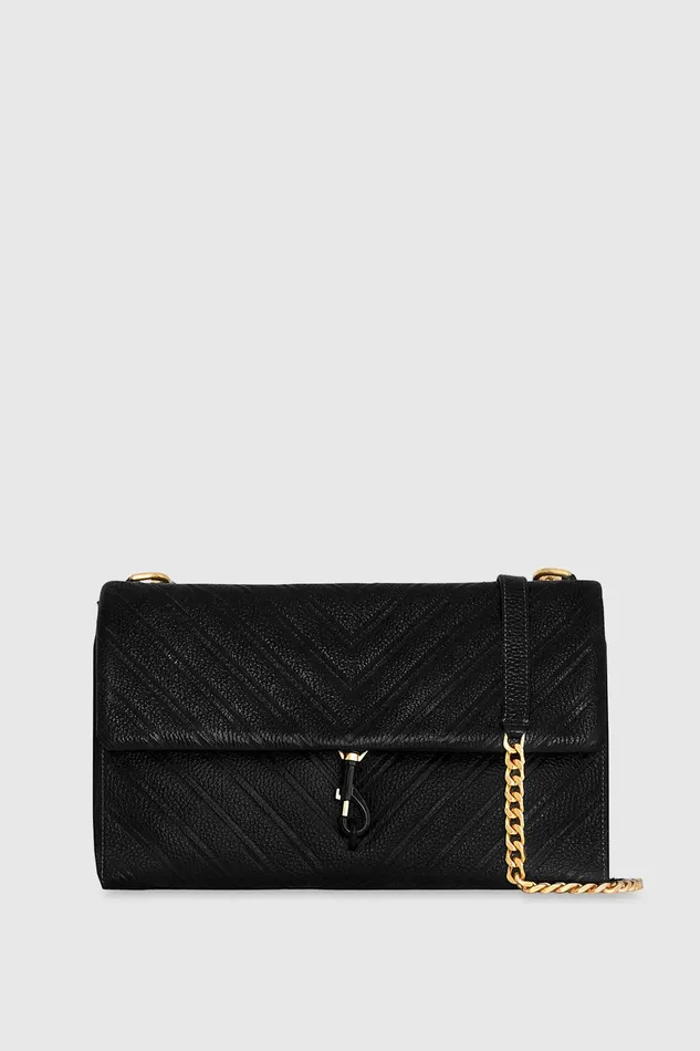 Rebecca Minkoff Edie Embossed Large Shoulder Black Women Shoulder Bags
