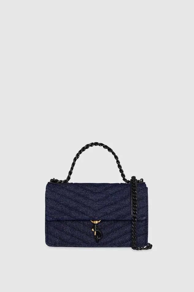 Rebecca Minkoff Edie Mini Crossbody On A Chain Dark Blueblack Women Crossbody Bags