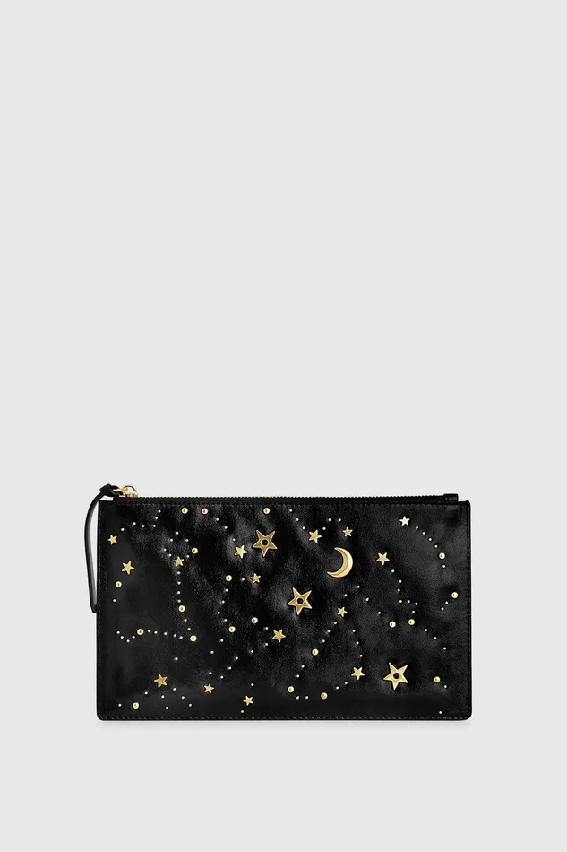 Rebecca Minkoff Large Celestial Studded Pouch Black Women Clutches