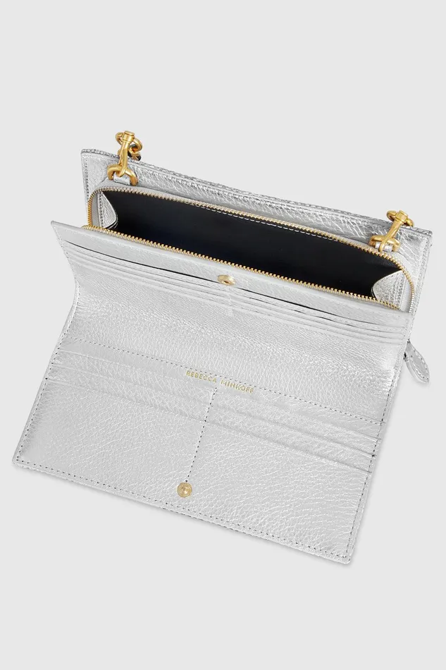 Rebecca Minkoff Soft Wallet On A Chain Silver Women Wallets