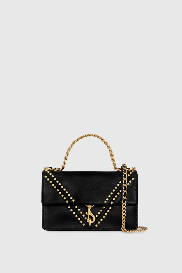 Rebecca Minkoff V Studded Wallet On Chain Black Women Wallets