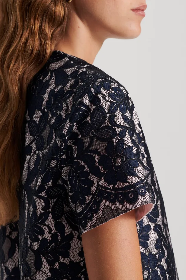 Scanlan Theodore BONDED LACE TOP NAVY Women Tops Scanlan Theodore BONDED LACE TOP NAVY Women Tops