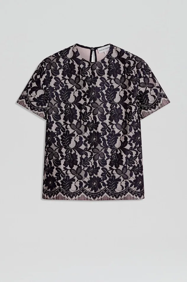 Scanlan Theodore BONDED LACE TOP NAVY Women Tops Scanlan Theodore BONDED LACE TOP NAVY Women Tops