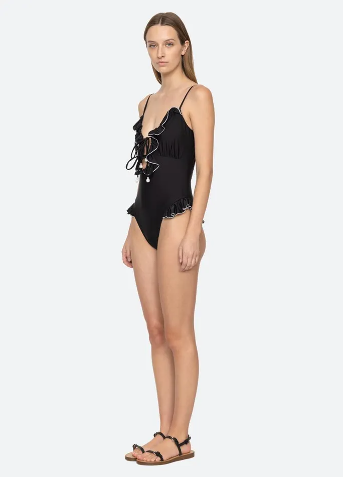 Sea New York Swimwear Women Camille Ruffle One Piece Black Sea New York Swimwear Women Camille Ruffle One Piece Black