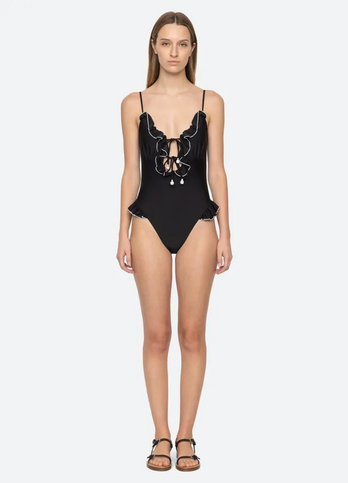 Sea New York Swimwear Women Camille Ruffle One Piece Black Sea New York Swimwear Women Camille Ruffle One Piece Black