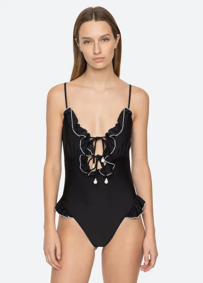 Sea New York Swimwear Women Camille Ruffle One Piece Black Sea New York Swimwear Women Camille Ruffle One Piece Black