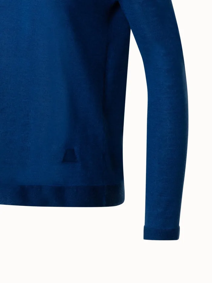 Seamless Cashmere Silk Knit Sweater Denim Women Akris Cashmere