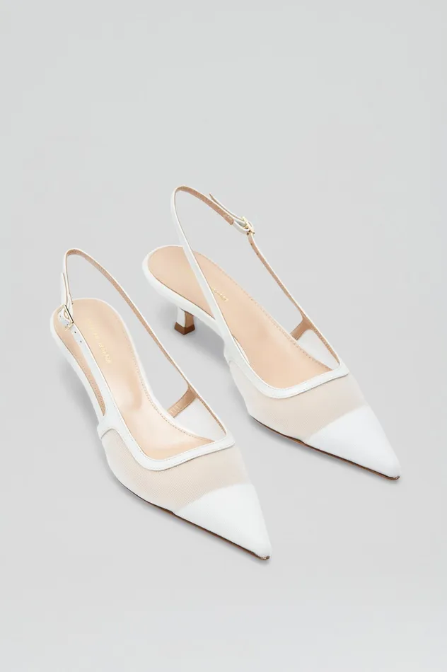 Shoes FINE MESH SLINGBACK 45 WHITE Scanlan Theodore Women Shoes FINE MESH SLINGBACK 45 WHITE Scanlan Theodore Women