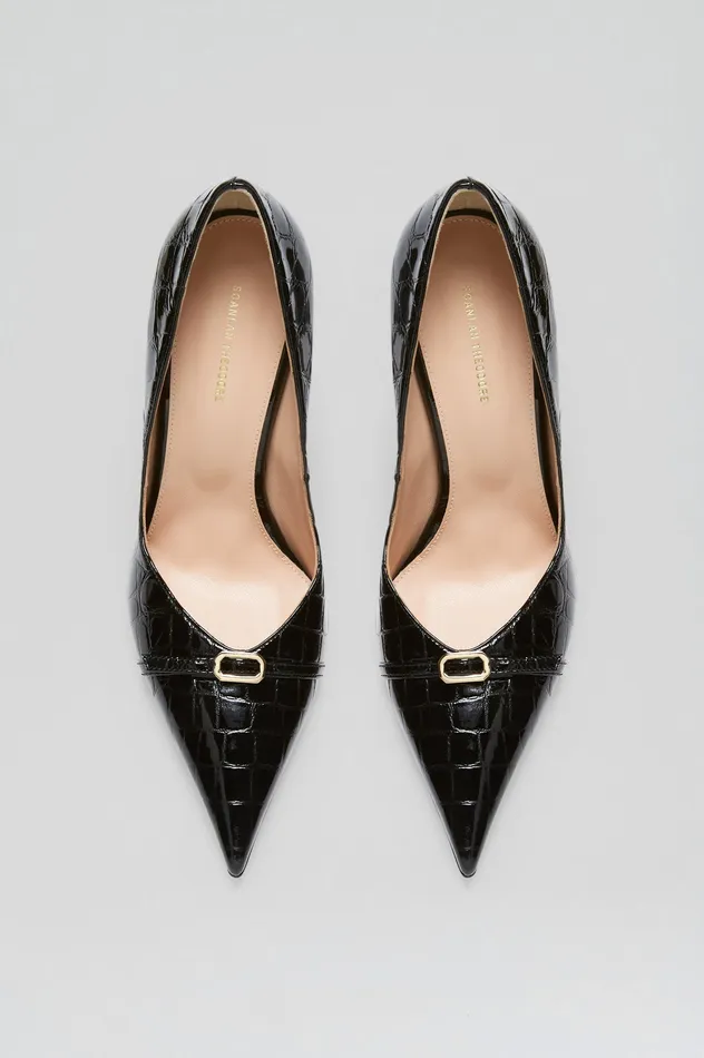 Shoes LEATHER EMBOSSED PUMP 95 BLACK Scanlan Theodore Women Shoes LEATHER EMBOSSED PUMP 95 BLACK Scanlan Theodore Women