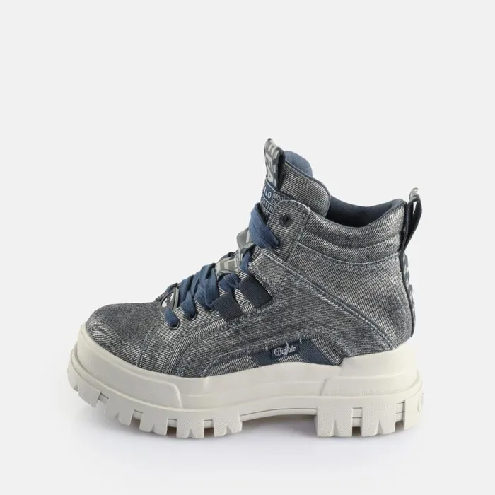 Shop Boots and AnkleBoots BUFFALO Aspha Nc Mid Metallic Blue Silver