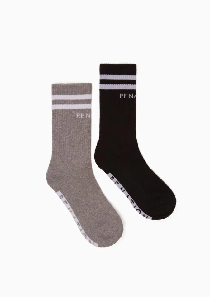 Shop MARATHON CREW SOCK TWIN PACK IN BLACKGREY PE Nation Socks