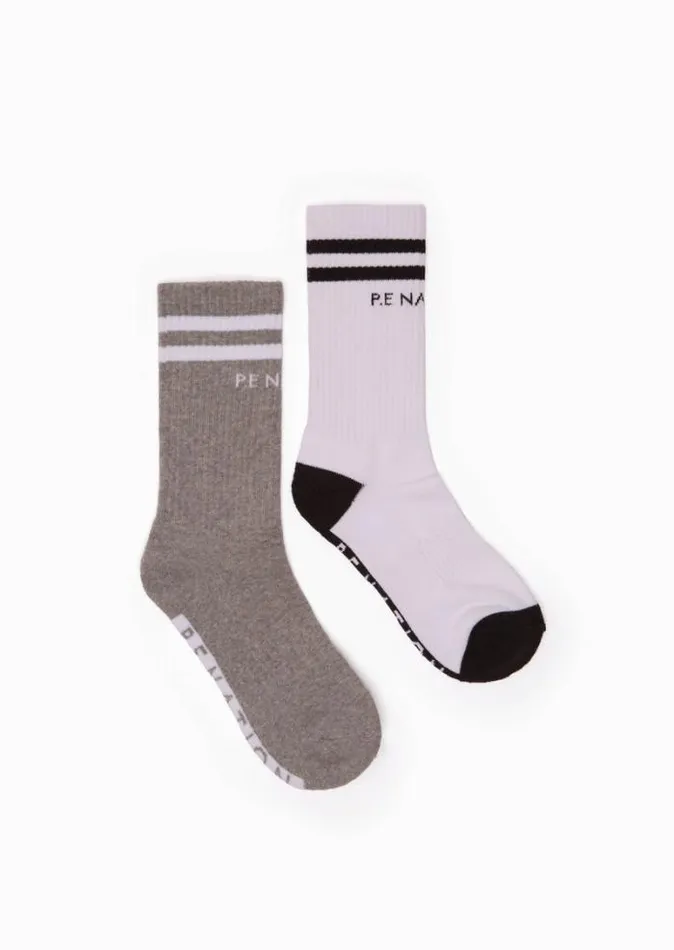 Shop MARATHON CREW SOCK TWIN PACK IN WHITEGREY PE Nation Socks