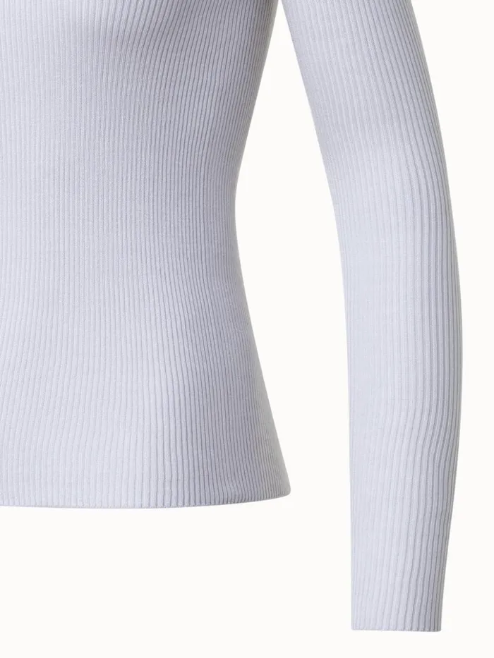 Silk Cotton Seamless Rib Knit Pullover Greige Women Akris Knitwear