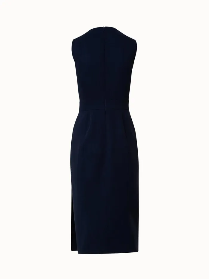 Sleeveless Wool DoubleFace Sheath Dress Navy Women Akris Dresses