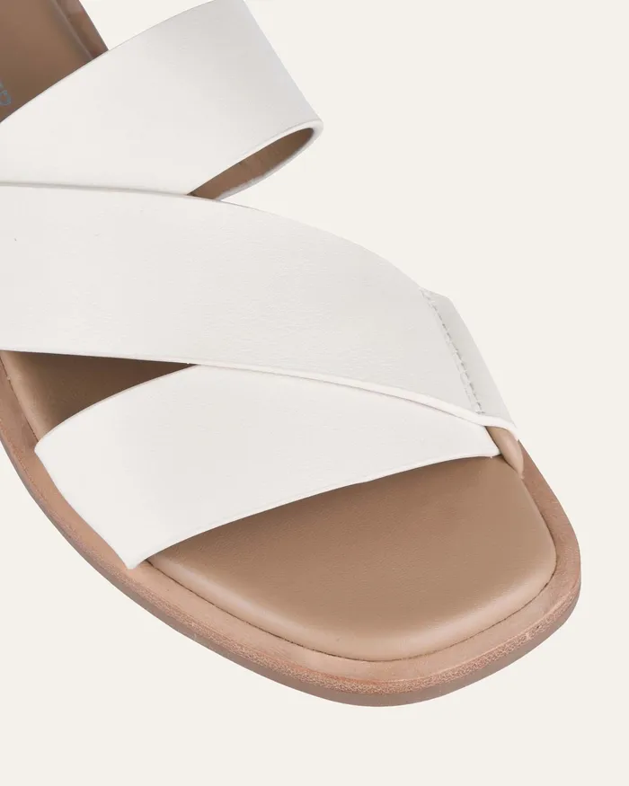 SLIDES Women Shelby flat slides off white leather jomercer SLIDES Women Shelby flat slides off white leather jomercer