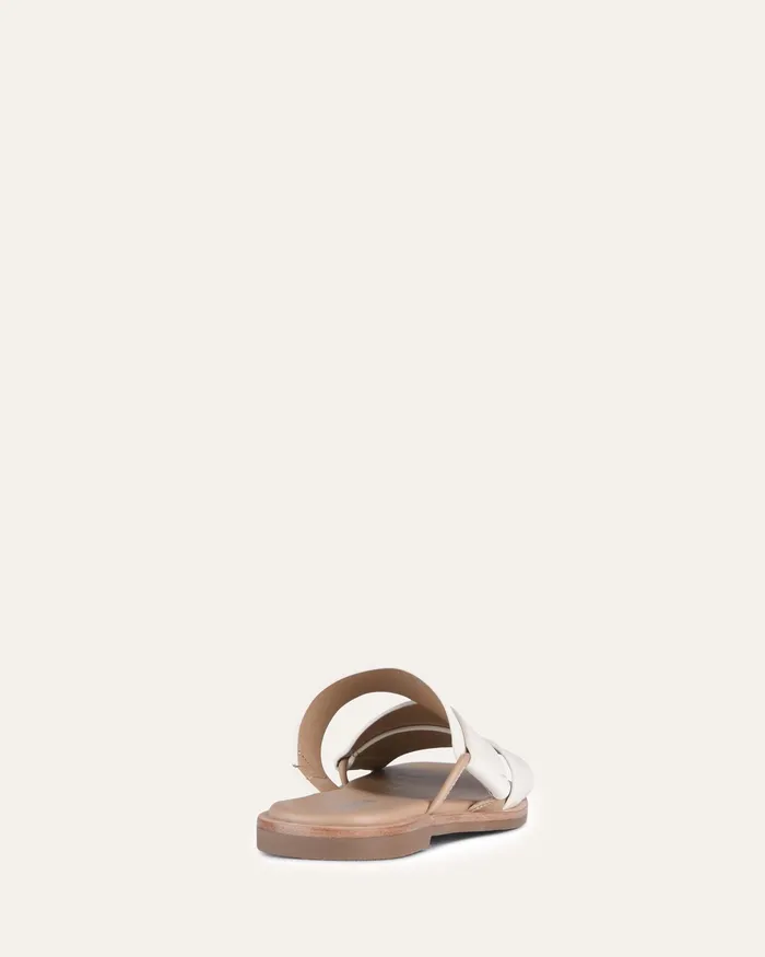 SLIDES Women Shelby flat slides off white leather jomercer SLIDES Women Shelby flat slides off white leather jomercer