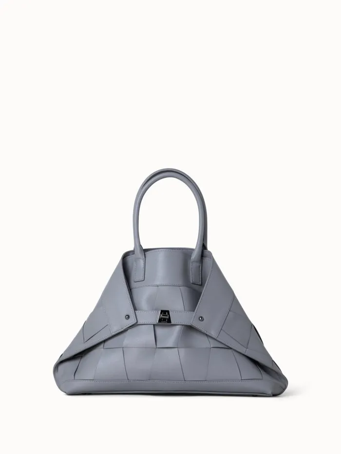 Small Ai Messenger Bag In Braided Leather Trapezoids Felt Women Akris Crossbody Bags