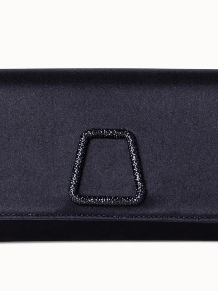 Small Anouk Clutch In Satin With Crystal Trapezoid Black Women Akris Shoulder Bags