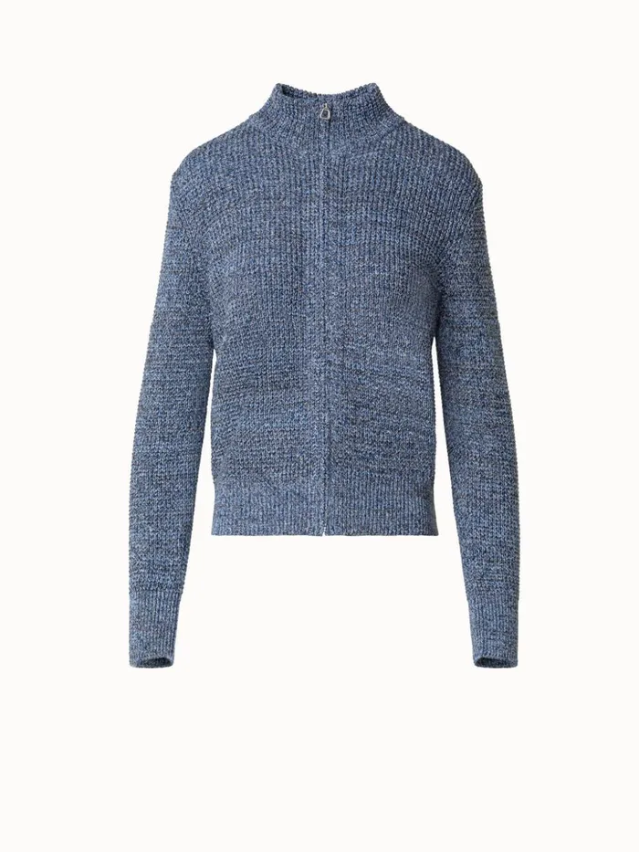 Structured Cotton Knit Cardigan Denim Women Akris Knitwear