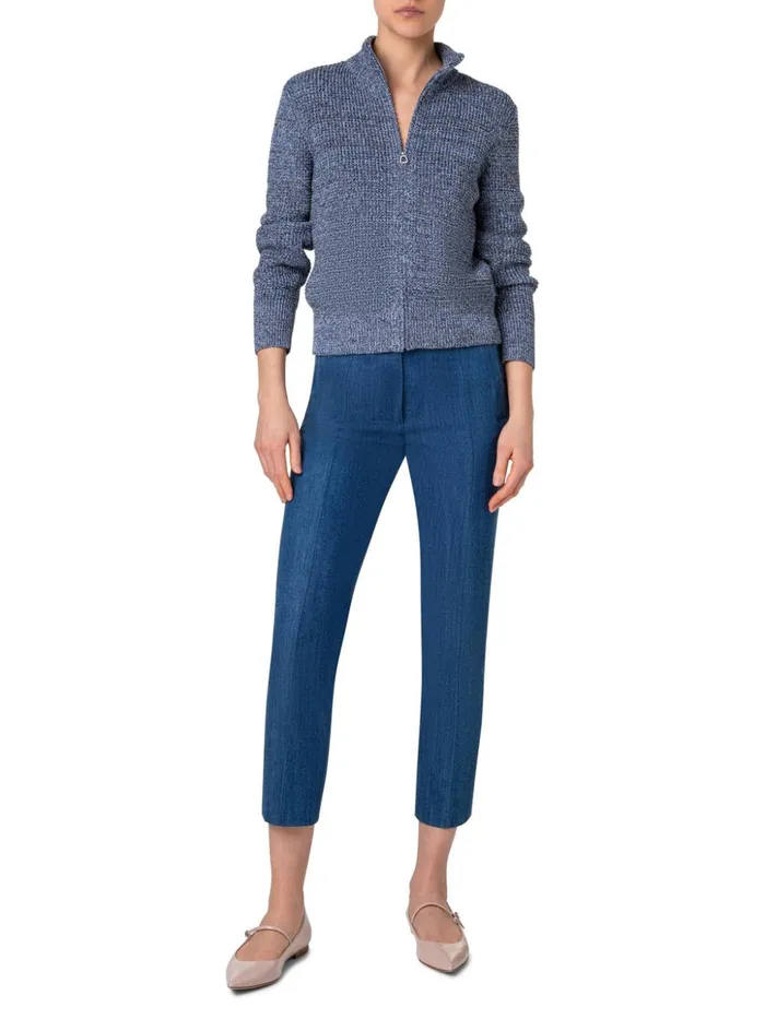 Structured Cotton Knit Cardigan Denim Women Akris Knitwear