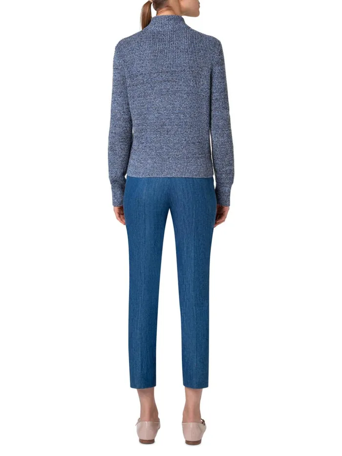 Structured Cotton Knit Cardigan Denim Women Akris Knitwear