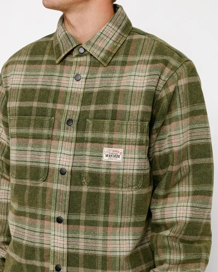 Stussy Outerwear HEAVY WASHED PLAID SHIRT Green 8211 MenWomen