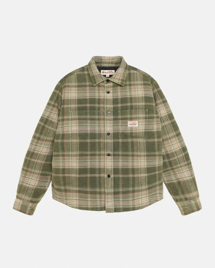 Stussy Outerwear HEAVY WASHED PLAID SHIRT Green 8211 MenWomen